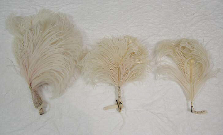 Court presentation ensemble, House of Worth (French, 1858–1956), (a) silk, metal, feathers, glass; (b–d) silk, metal; (e, f) silk; (g) feathers, silk, metal; (h–l) silk, metal, French