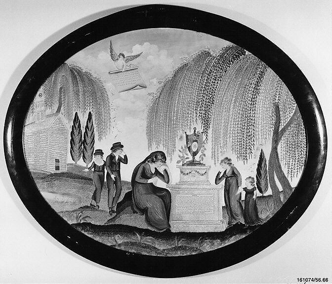 Memorial Picture, Probably Mary Goodman (1789–1812), Silk embroidered with silk, chenille, and metallic threads, with applied paper, sequins, and paint, American