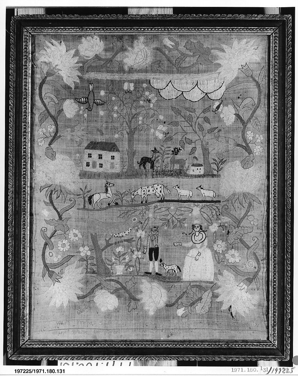 Embroidered Sampler, Mary Waine (born 1783), Silk embroidery on linen, American 