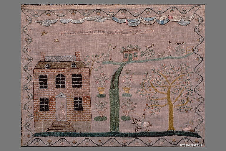Sampler, Millsent Connor (American, born 1789), Silk embroidery on linen, American