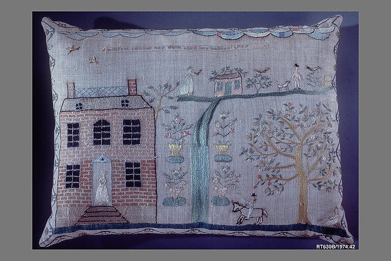 Sampler, Millsent Connor (American, born 1789), Silk embroidery on linen, American