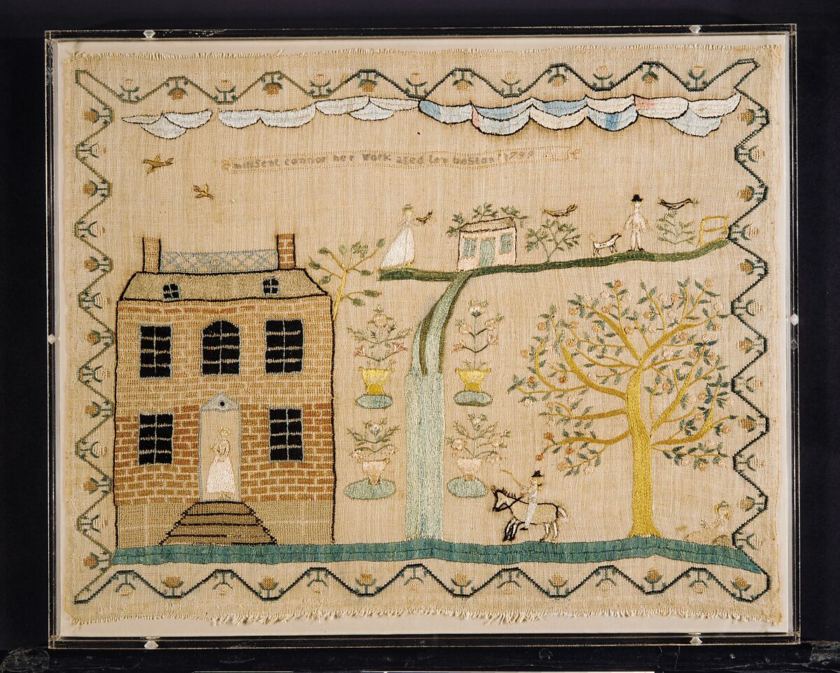 Sampler, Millsent Connor (American, born 1789), Silk embroidery on linen, American