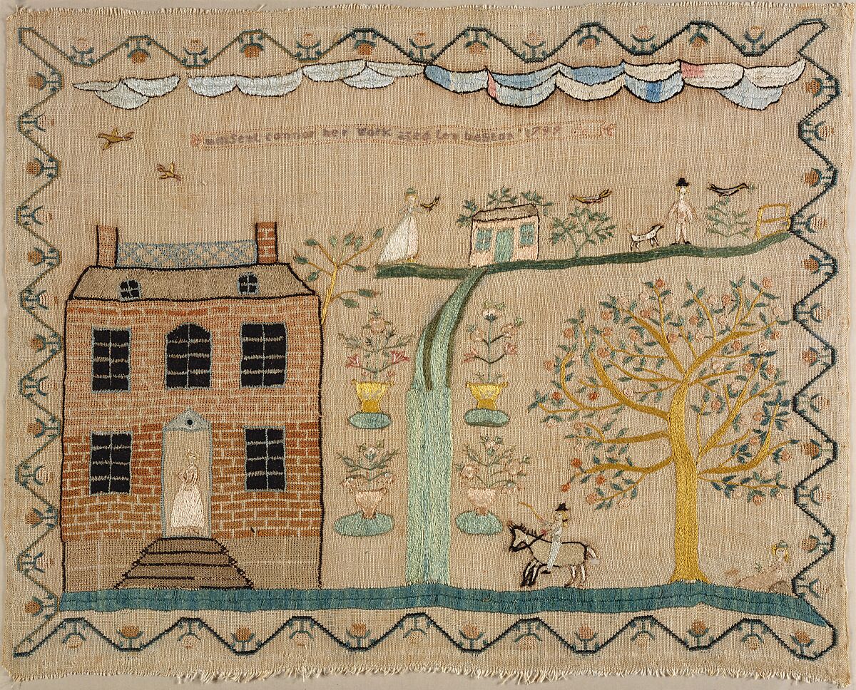 Sampler, Millsent Connor (born 1789), Silk embroidery on linen, American 