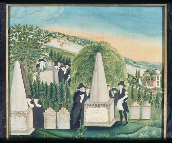 Memorial painting, Sally Miller, Watercolor and ink on silk, American