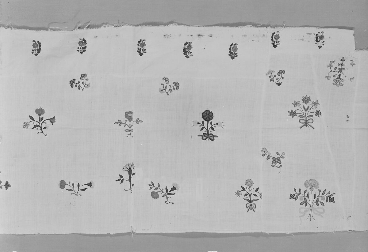 Piece, Linen embroidered with wool, American 