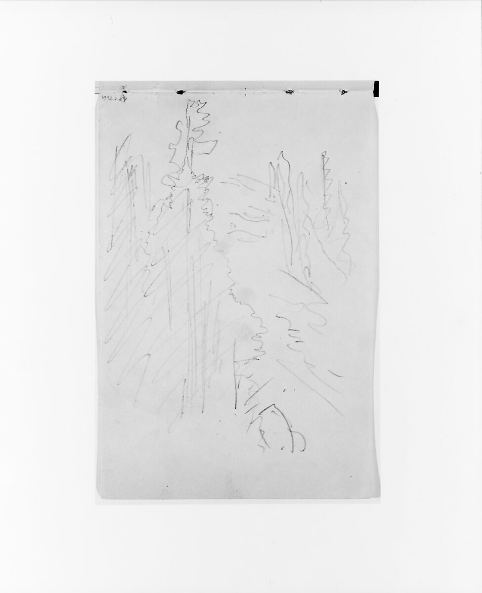 Landscape (from Sketchbook X), William Trost Richards (American, Philadelphia, Pennsylvania 1833–1905 Newport, Rhode Island), Graphite on off-white wove paper, American 