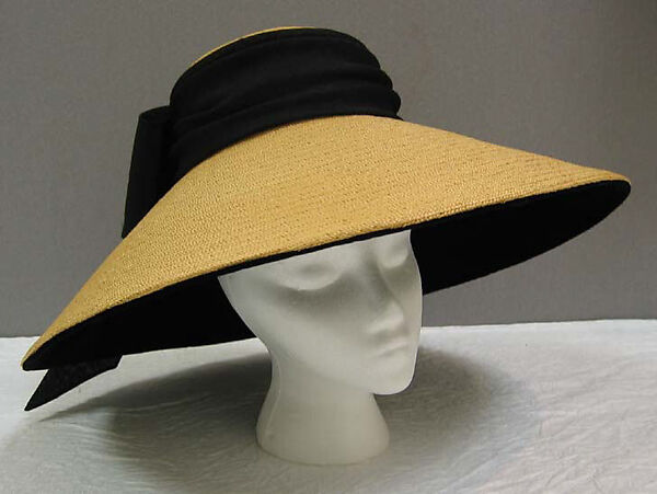 Hat, Yves Saint Laurent (French, founded 1961), straw, silk, linen, synthetic, plastic, French 