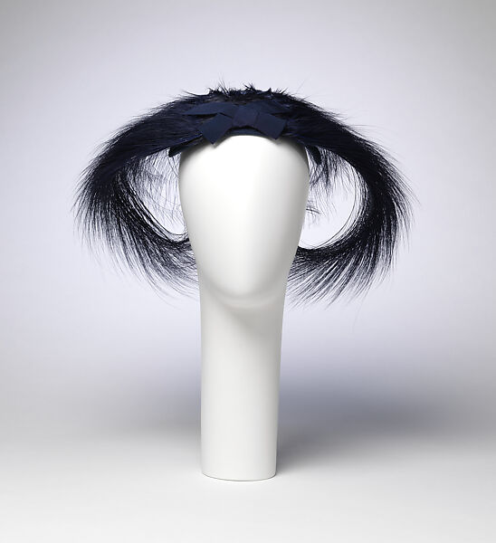 Hat, House of Dior (French, founded 1946), feathers, silk, French 