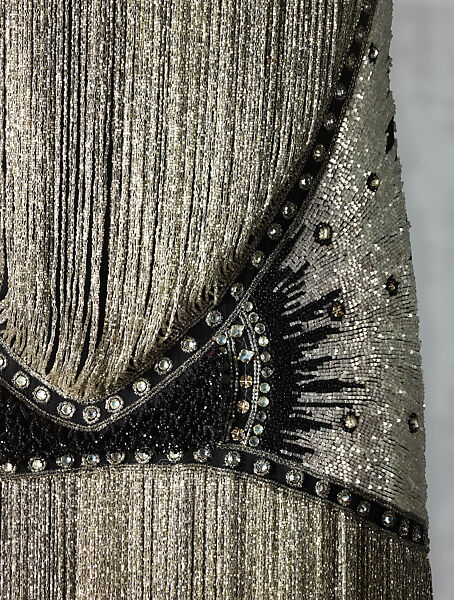 Evening dress, silk, glass, American or European