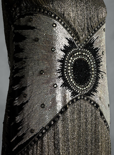 Evening dress, silk, glass, American or European