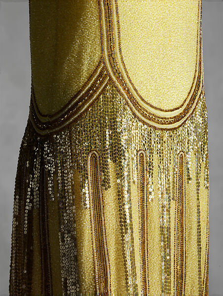Dress, cotton, metal, glass, crystals, American or European