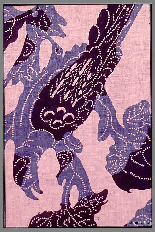 Curtain panel, blue-resist textile, Cotton, painted and block-printed resist, dyed, Indian textile for American market