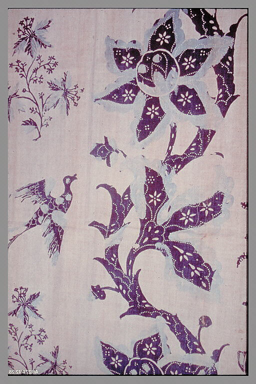 Panel, blue-resist textile, Cotton, painted and block-printed resist, dyed, Indian textile for American market