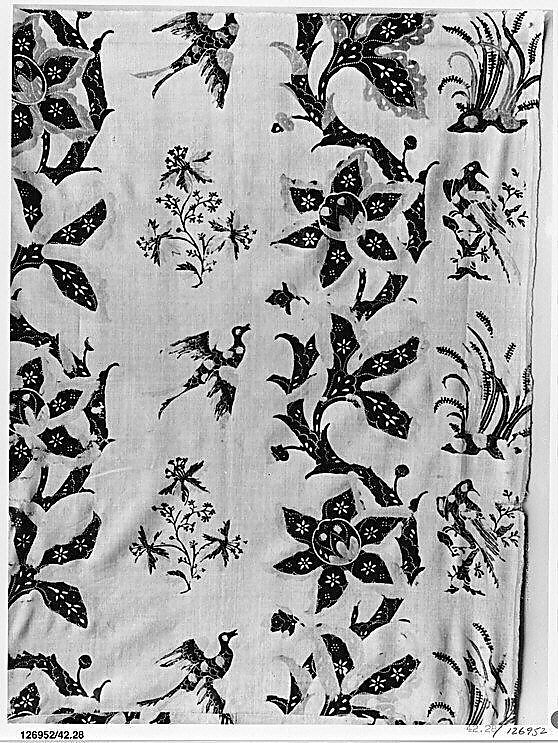 Panel, blue-resist textile, Cotton, painted and block-printed resist, dyed, Indian textile for American market