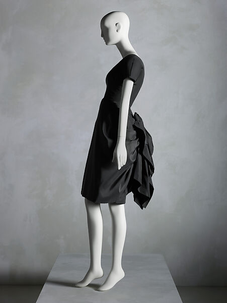 Evening ensemble, House of Balenciaga (French, founded 1937), (a-c) silk; (d, e) silk, leather; (f, g) silk, metal; (h) silk, glass, French