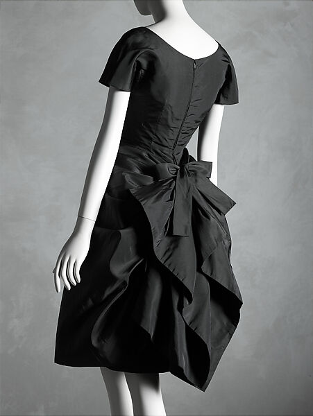 Evening ensemble, House of Balenciaga (French, founded 1937), (a-c) silk; (d, e) silk, leather; (f, g) silk, metal; (h) silk, glass, French