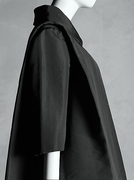 Evening ensemble, House of Balenciaga (French, founded 1937), (a-c) silk; (d, e) silk, leather; (f, g) silk, metal; (h) silk, glass, French