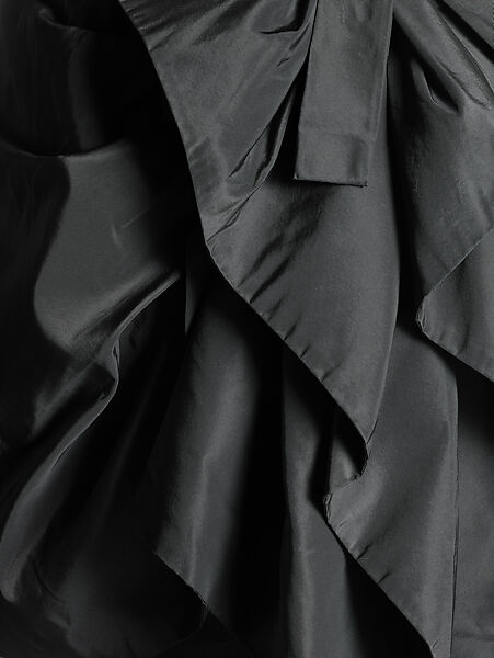 Evening ensemble, House of Balenciaga (French, founded 1937), (a-c) silk; (d, e) silk, leather; (f, g) silk, metal; (h) silk, glass, French