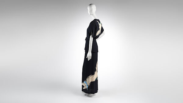 Ensemble, Gilbert Adrian (American, Naugatuck, Connecticut 1903–1959 Hollywood, California), (a, b) rayon, silk, metal, (c) rayon, (d, e) nylon, American
