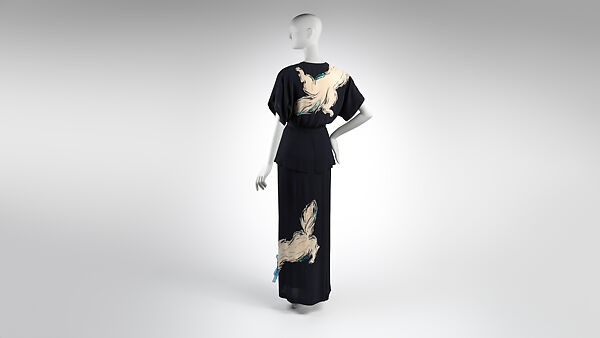 Ensemble, Gilbert Adrian (American, Naugatuck, Connecticut 1903–1959 Hollywood, California), (a, b) rayon, silk, metal, (c) rayon, (d, e) nylon, American