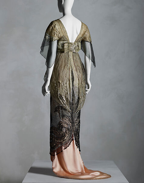 Evening dress, Maison Margaine-Lacroix (French, active 1889–1929), silk, metal, gelatin, French