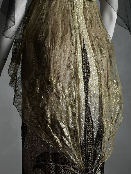 Evening dress, Maison Margaine-Lacroix (French, active 1889–1929), silk, metal, gelatin, French