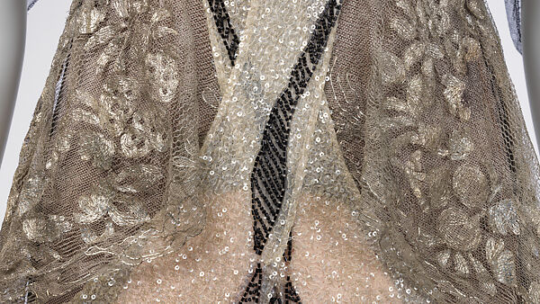 Evening dress, Maison Margaine-Lacroix (French, active 1889–1929), silk, metal, gelatin, French