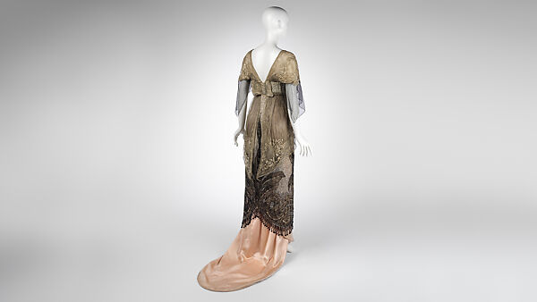 Evening dress, Maison Margaine-Lacroix (French, active 1889–1929), silk, metal, gelatin, French