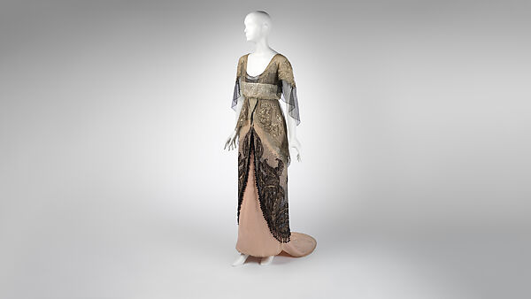 Evening dress, Maison Margaine-Lacroix (French, active 1889–1929), silk, metal, gelatin, French
