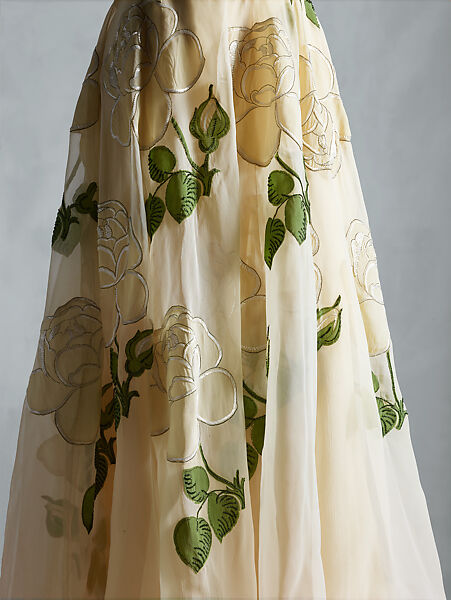 Evening dress, Lucien Lelong (French, 1889–1958), silk, glass, French