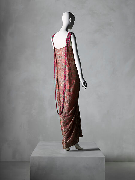Evening dress, Madeleine &amp; Madeleine (French, 1919–1924/26), silk, cotton, metal, synthetic, French