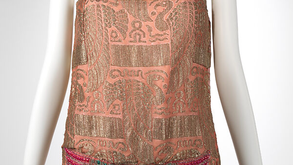 Evening dress, Madeleine &amp; Madeleine (French, 1919–1924/26), silk, cotton, metal, synthetic, French