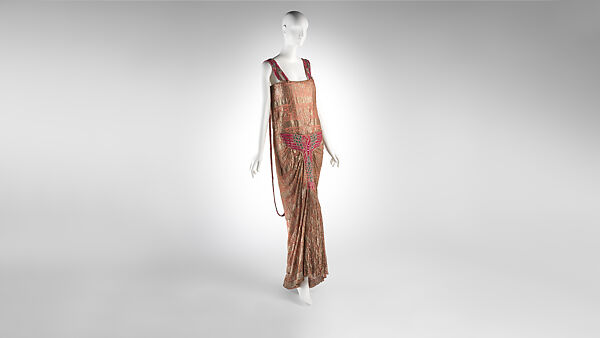 Evening dress, Madeleine &amp; Madeleine (French, 1919–1924/26), silk, cotton, metal, synthetic, French