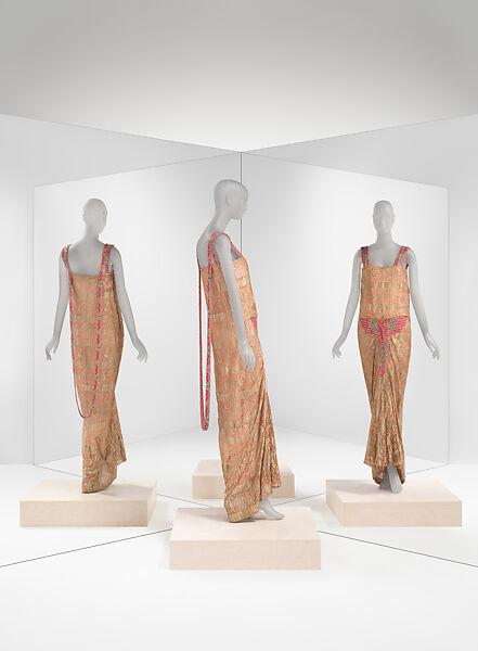 Evening dress, Madeleine &amp; Madeleine (French, 1919–1924/26), silk, cotton, metal, synthetic, French