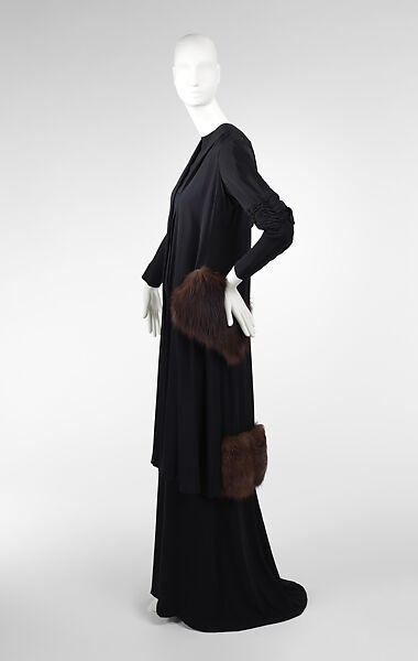 Ensemble, House of Paquin (French, 1891–1956), silk, fox fur, French