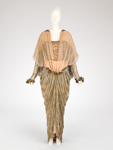 Tea gown, Premet (French, ca. 1911–1932), silk, metal, French 