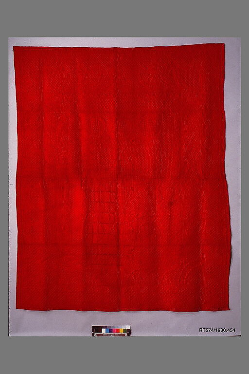 Quilt, wholecloth calamanco, Wool, American or British