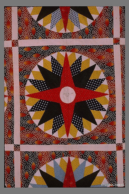 Mariner's Compass Quilt, Barbara Ann Miller, Cotton and linen, American
