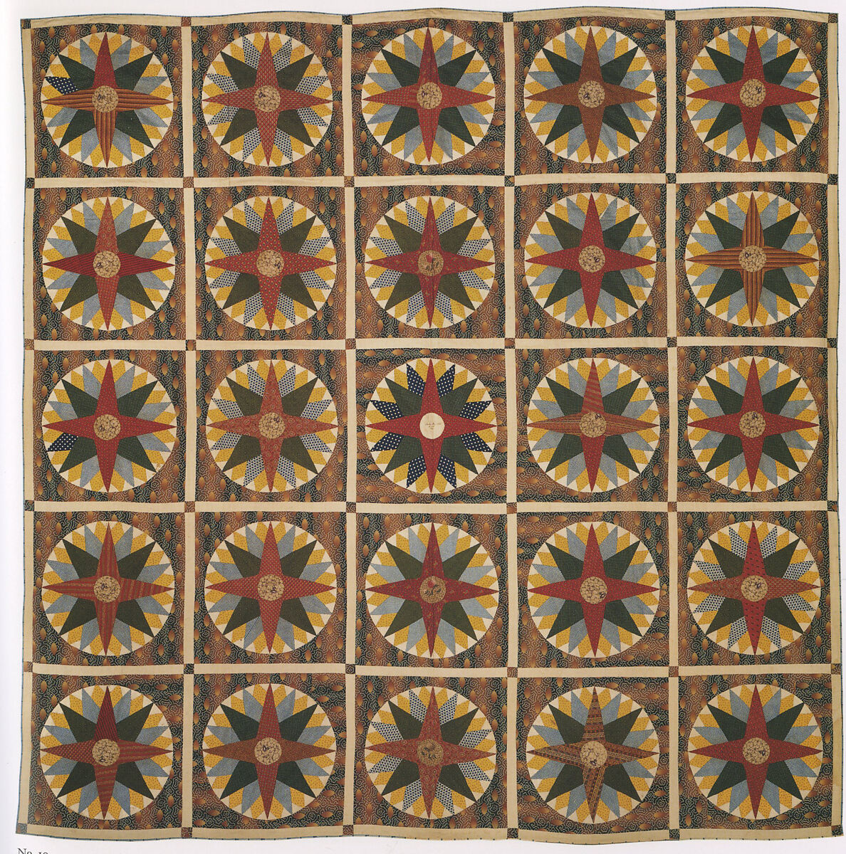 Mariner's Compass Quilt, Barbara Ann Miller, Cotton and linen, American 