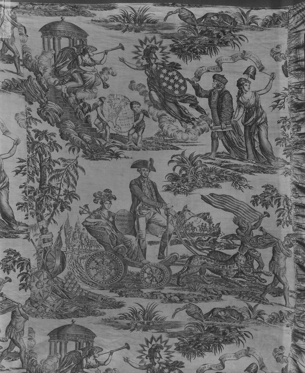 Wholecloth coverlet, Printed cotton linen, British or American