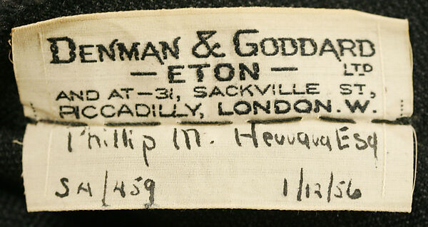 Suit, (a, c) wool, silk, plastic; (b) wool, silk, plastic, linen, French