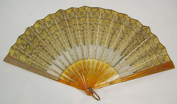 Fan, silk, plastic (celluloid), metal, French