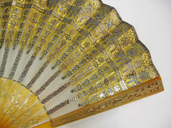 Fan, silk, plastic (celluloid), metal, French