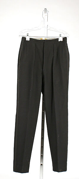 Trousers, wool, silk, plastic, French 