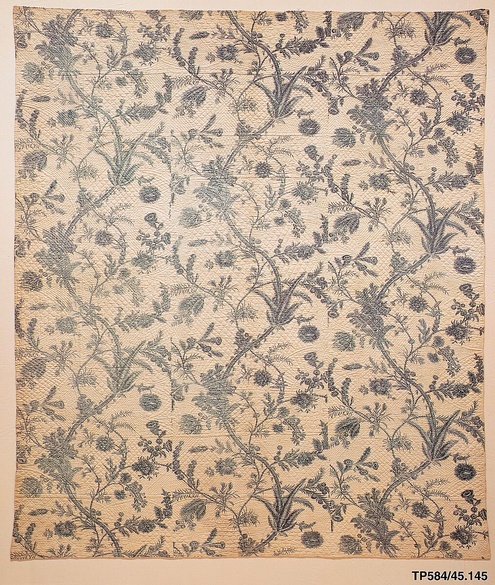 Wholecloth quilt, Cotton, British, probably