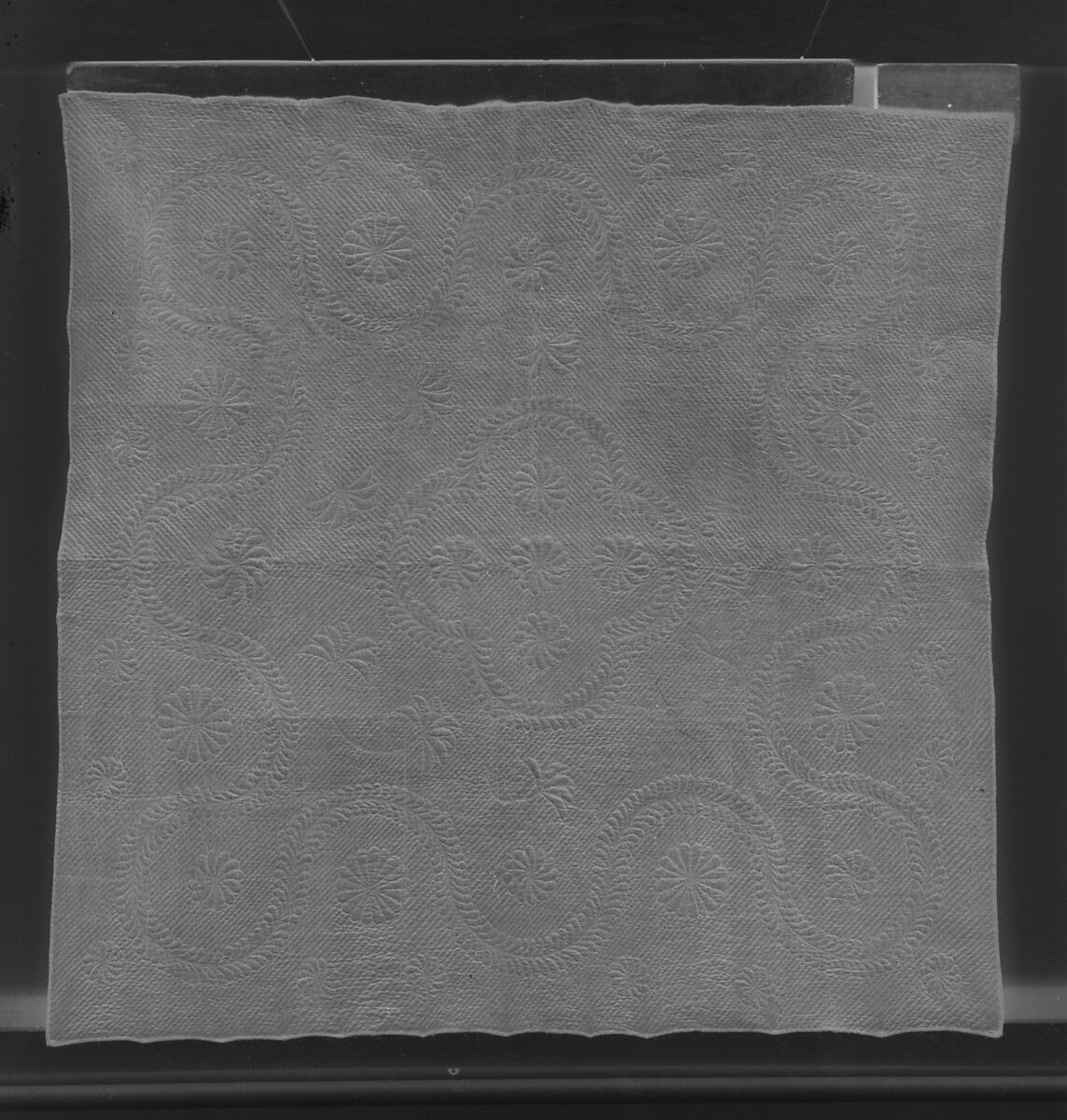 Quilt, Wholecloth calamanco, Wool, American