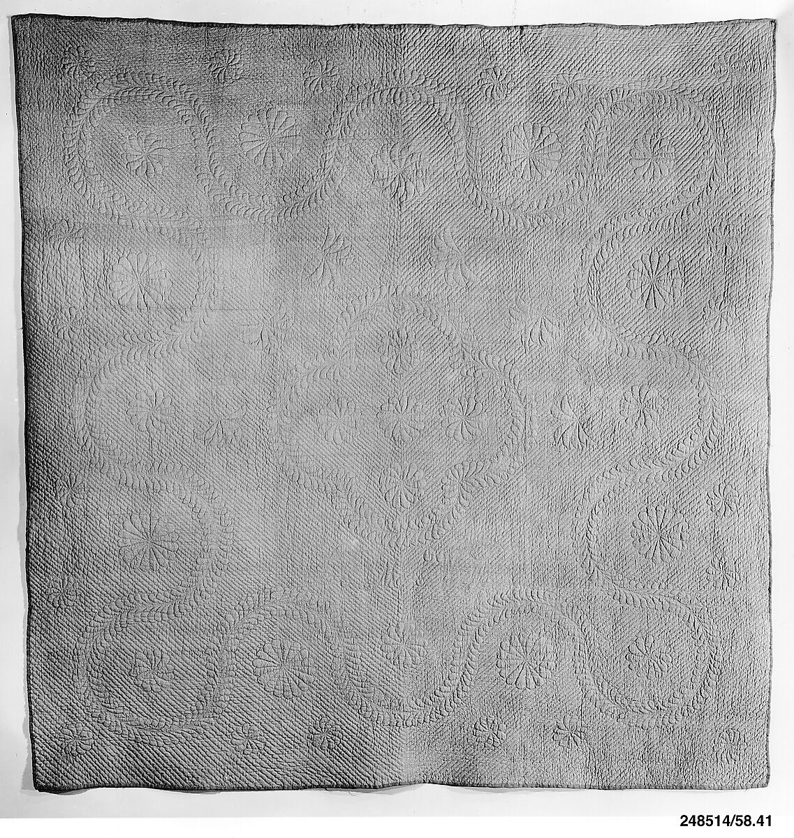 Quilt, Wholecloth calamanco, Wool, American