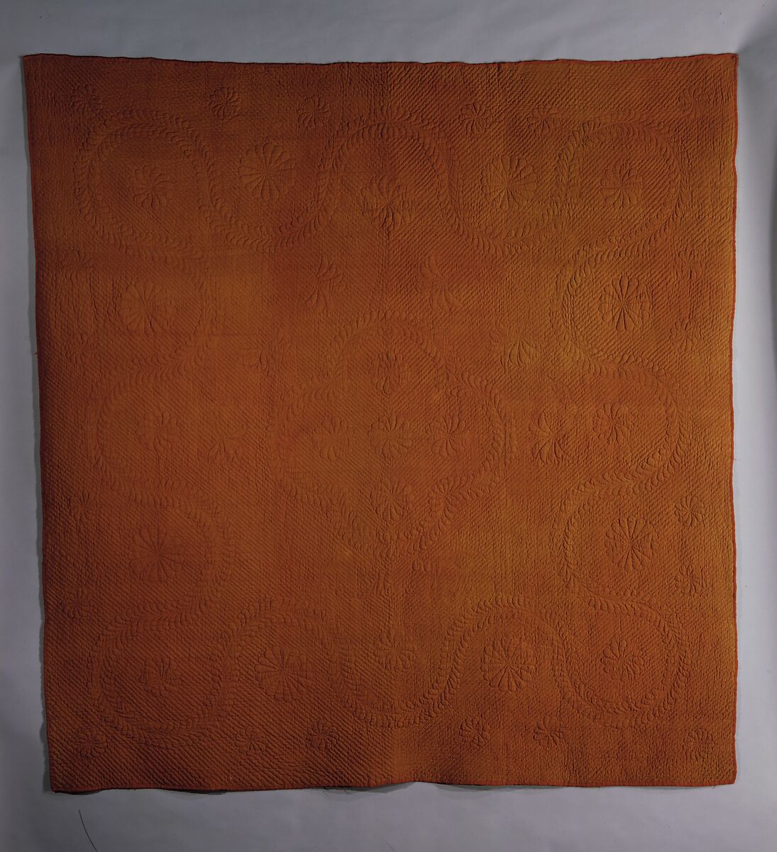 Quilt, Wholecloth calamanco, Wool, American