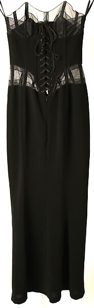 Evening dress, Mugler (French, founded 1974), (a) silk, synthetic; (b) cotton, French