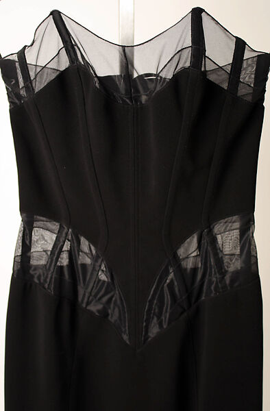 Evening dress, Mugler (French, founded 1974), (a) silk, synthetic; (b) cotton, French